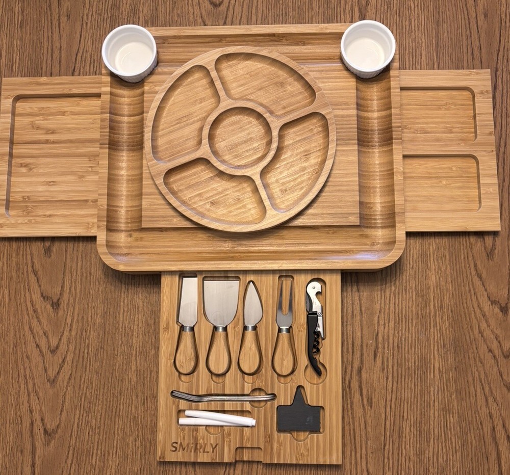 Cheese/Charcuterie Board and Knife Set Bamboo - Open Box Never Used.