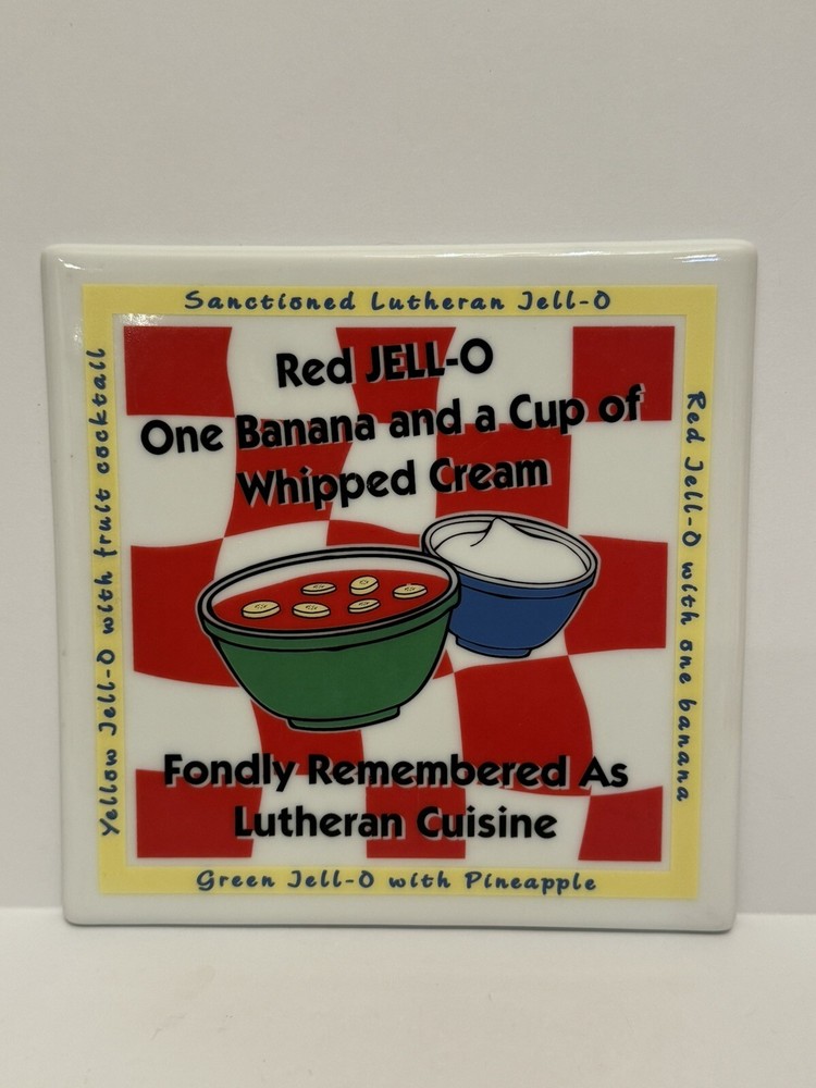 CERAMIC HOT PLATE TRIVET TILE LUTHERUN CUISINE JELL-O RECIPE KITCHEN DECOR