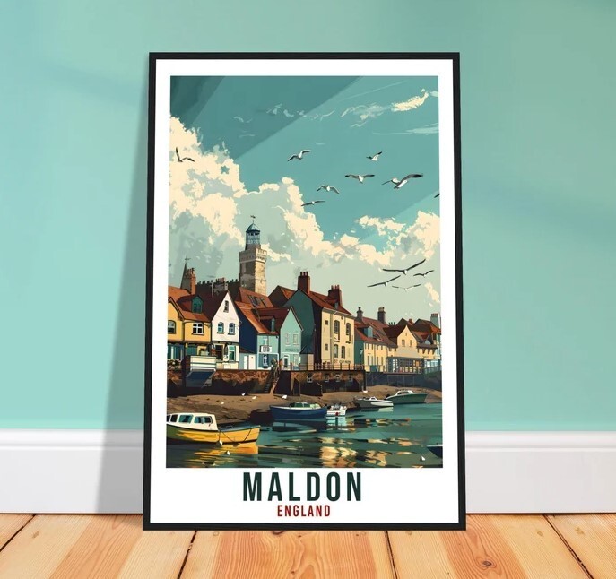 Maldon Travel Print Wall Art for Home Living Décor Wall Hanging