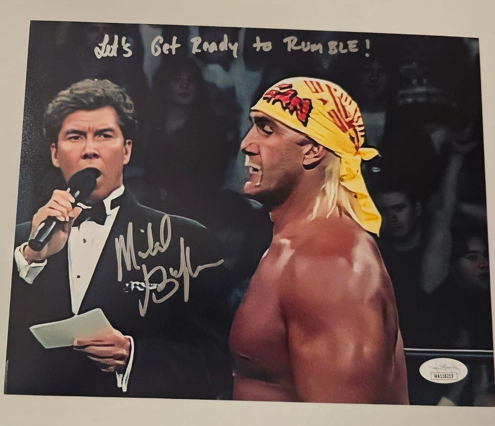 MICHAEL BUFFER ANNOUNCER SIGNED 8X10 PHOTO JSA AUTHENTIC SIGNED WWF WCW RUMBLE