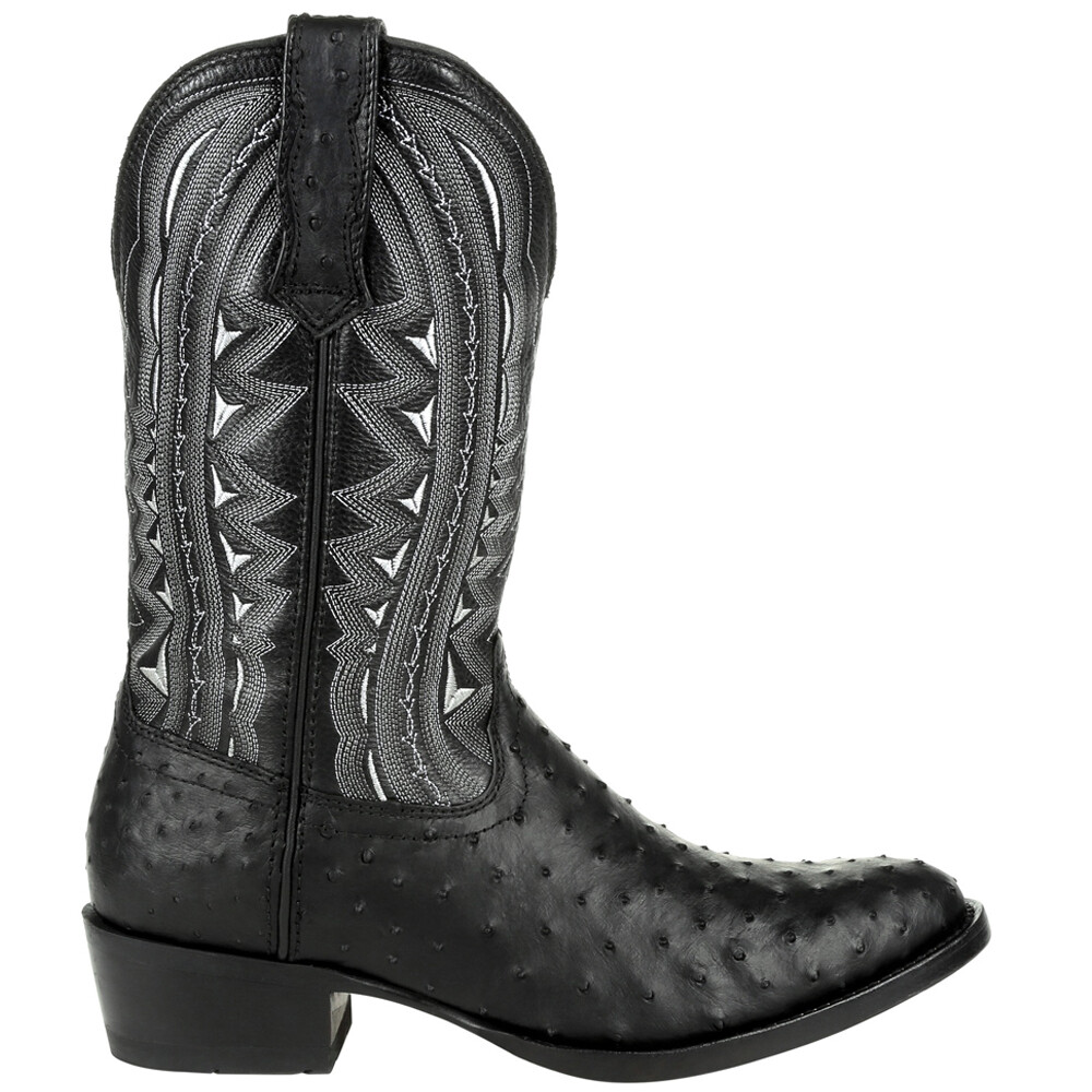 Durango Premium Exotic Full Quill Ostrich Round Toe Cowboy  Mens Black Dress Boo