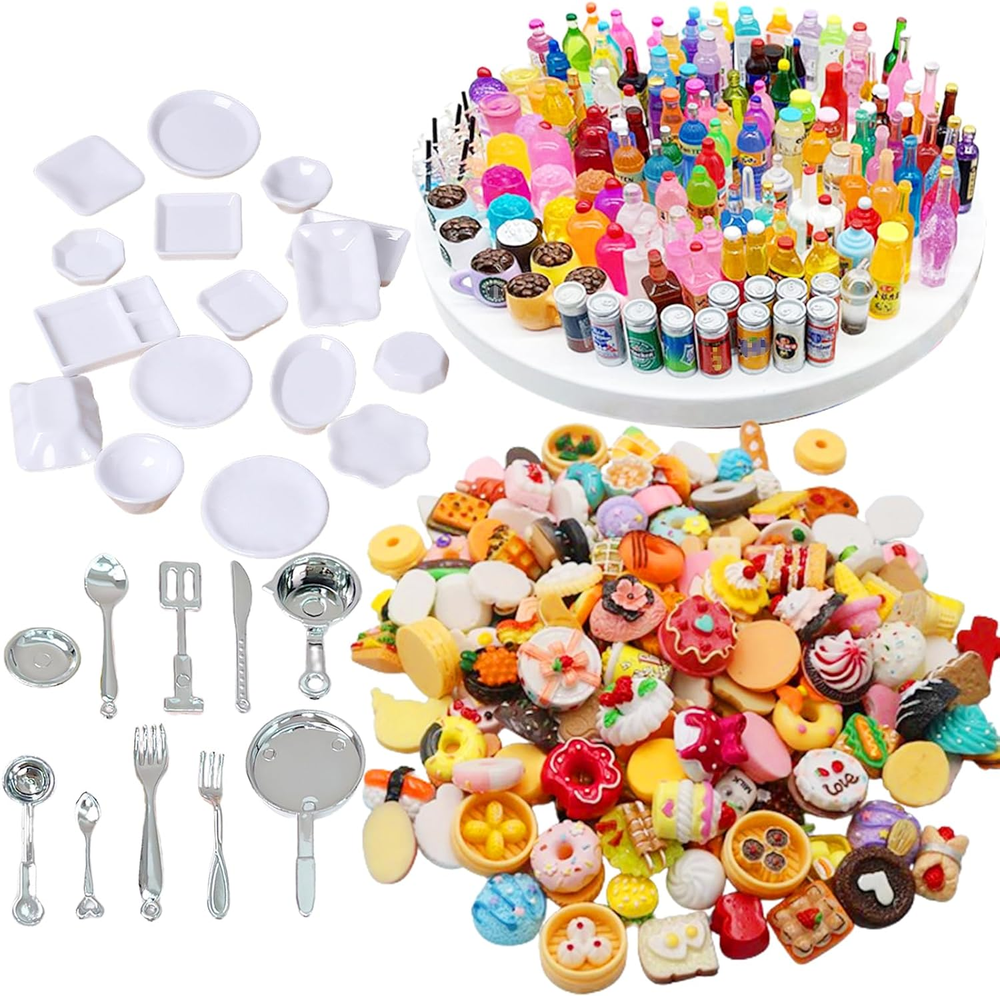 150Pcs Miniatures Food Drinks Bottles Doll House Accessories 1:12 Playset Preten