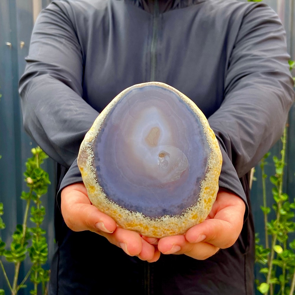 Natural Agate Geode Slab 195g Quartz Crystal Mineral Specimen for Reiki Healing