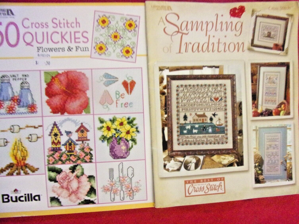 Vintage Leisure Arts Bucilla Cross Stitch Pattern Books 60 Pages