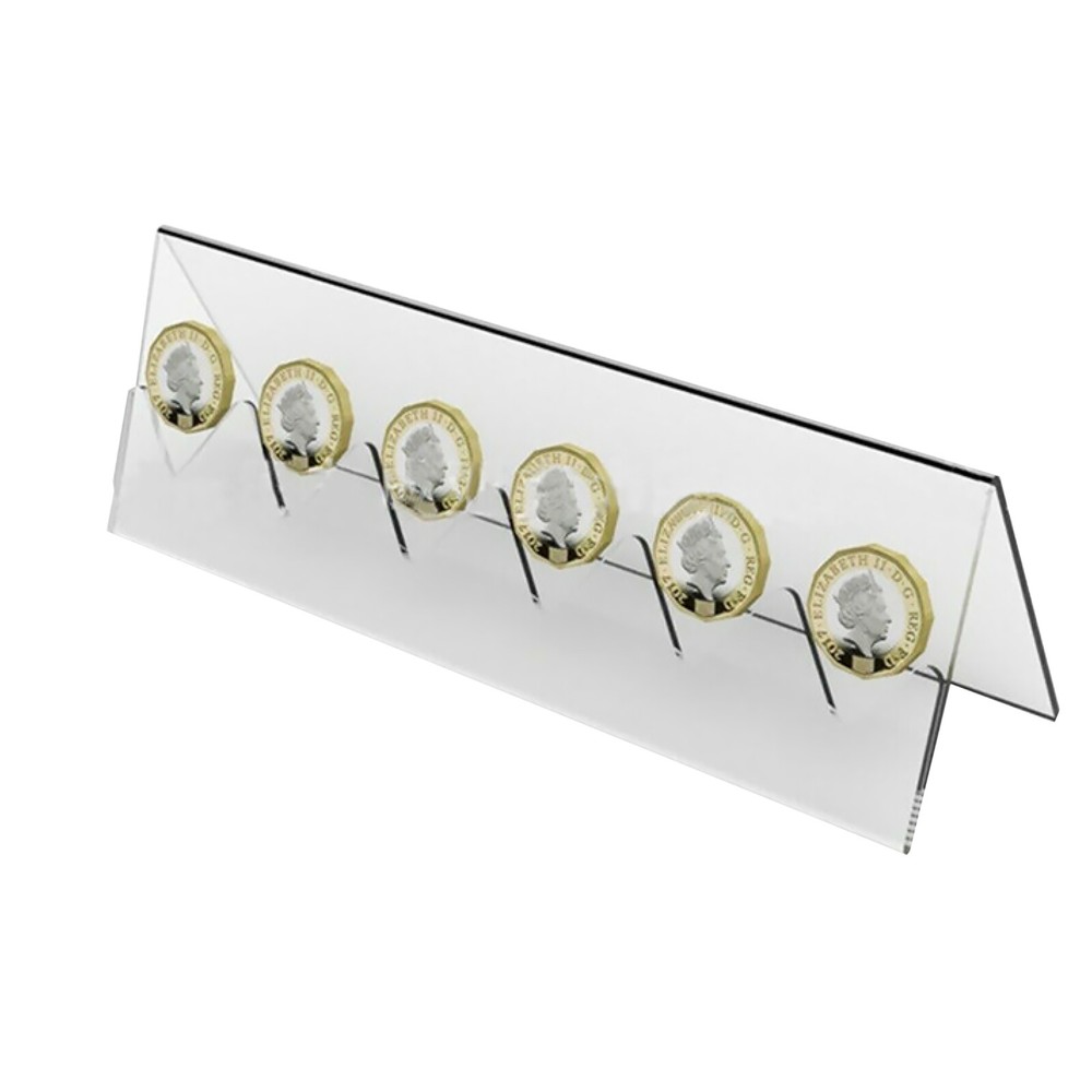 6-Slot Clear Acrylic Coin Display Stand for Collectors