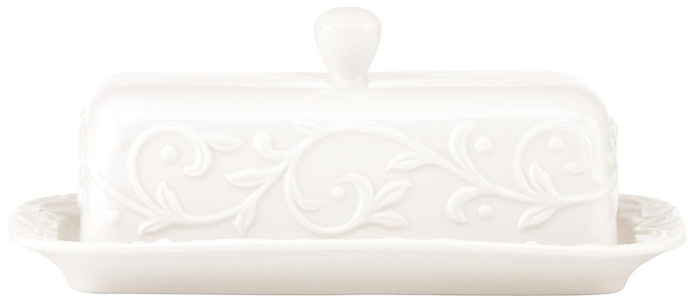 Opal Innocence Carved Butter Dish, White -