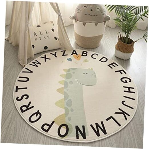 Soft ABC Round Rug for Kids - Educational Alphabet Nursery Rug for Boys & Girls-image