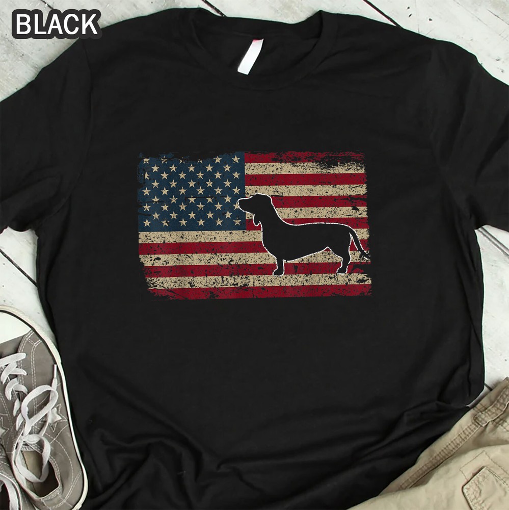 Dachshund America Flag Patriotic Weiner Dog Gift T-Shirt, Dog Dachshund Shirt