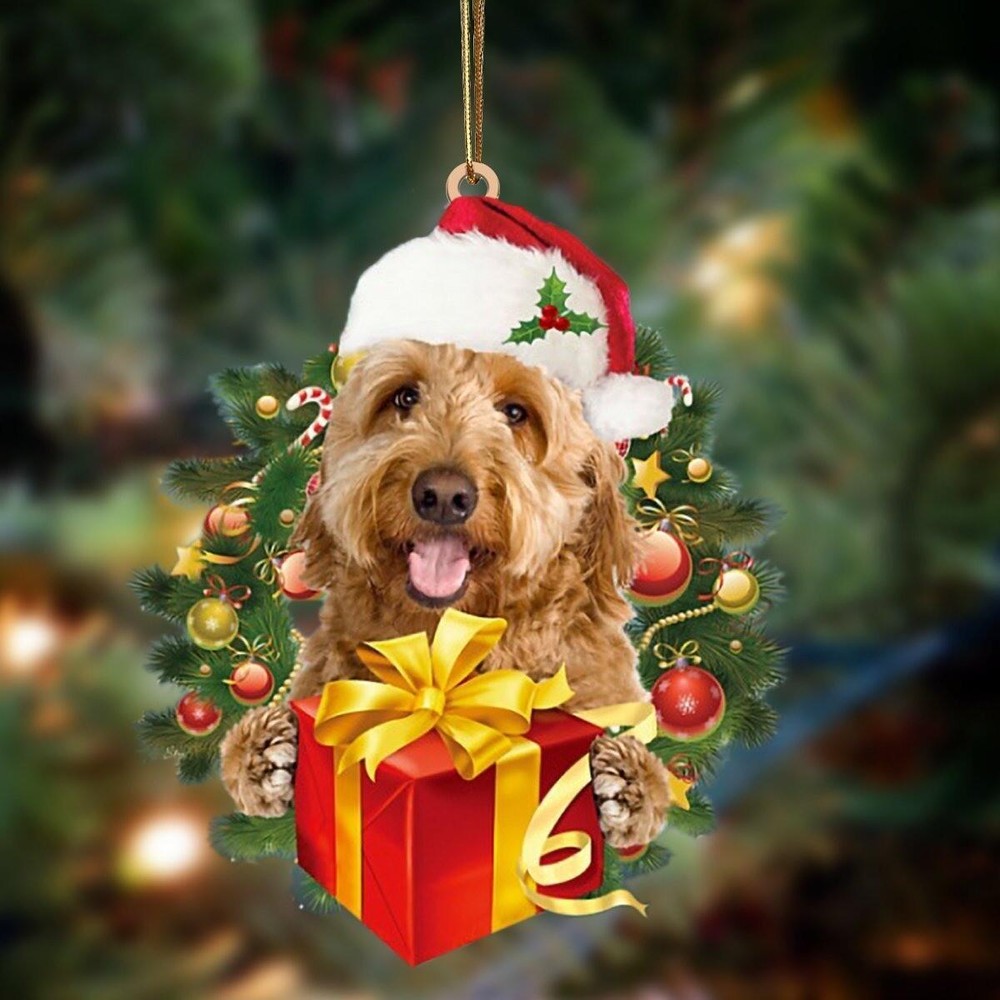 Goldendoodle Dog Christmas Flat Ornament  Goldendoodle Dog Xmas Ornament Gift