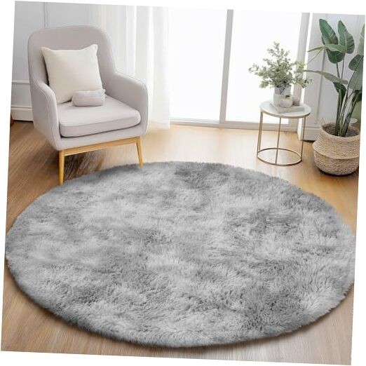 6x6 Fluffy Round Shaggy Rug for Kids Room or Bedroom Soft Circle Carpet  