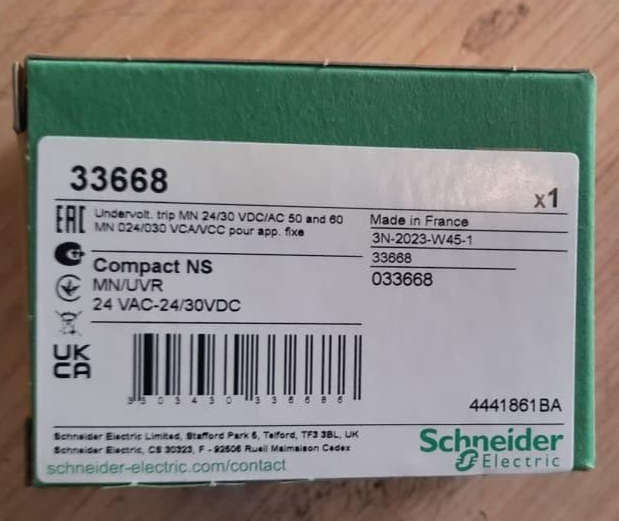 Schneider 33668 MN 024/030V AC/V DC FOR FXD BREAKER, Made in France