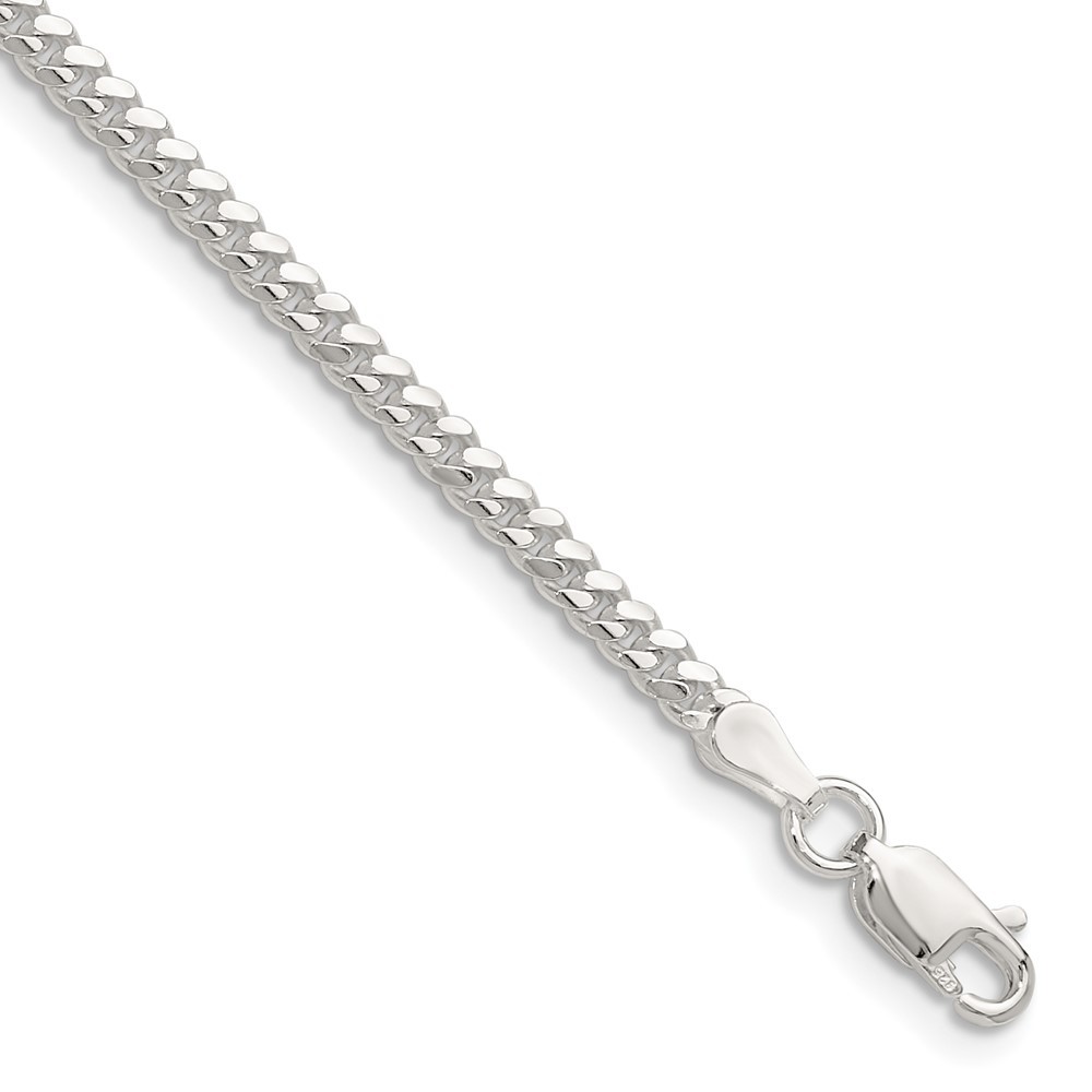 925 Silver Polished 2.9mm Domed Curb Chain Anklet 10 Inch 4.96g
