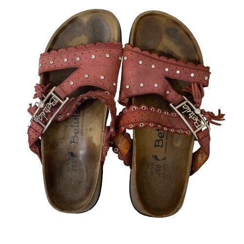 Birkenstock Betula Studded Maroon Sandals - Women's 8, Men's 6