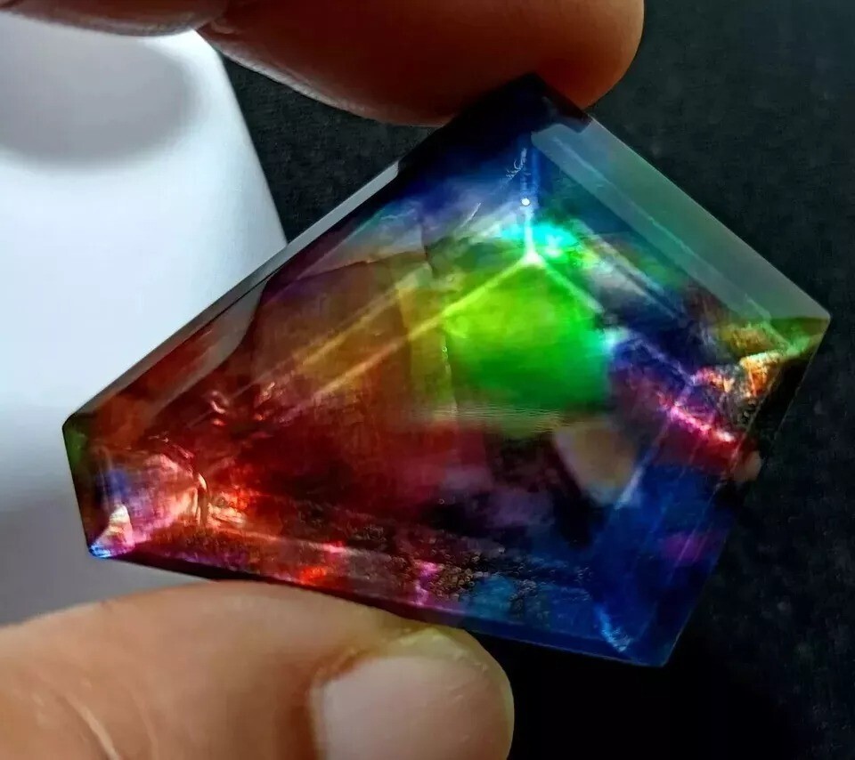 Ammolite Fancy Cut Doublet Natural 50-52 Ct Opal-Like Organic Loose GEMSTONE