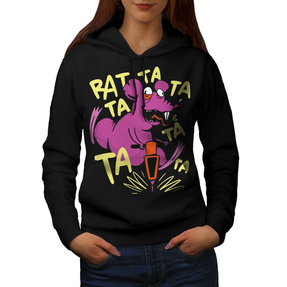 Wellcoda Rat Ta Ta Purple Cartoon Rat With Funny Womens Hoodie