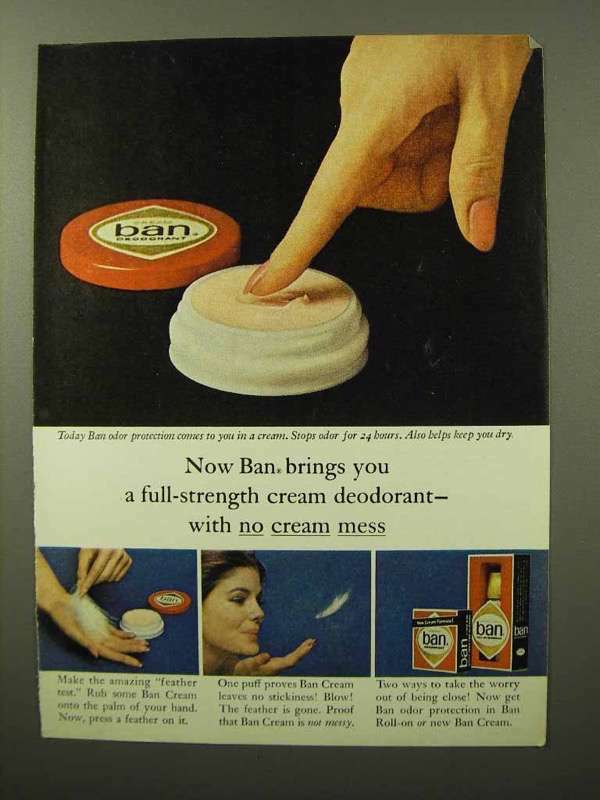 1964 Ban Cream Deodorant Ad - No Cream Mess