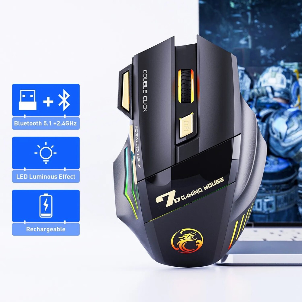 Gaming Mouse USB IMICE GW-X7 3200DPI Dual Mode Rechargeable 7 Keys Silent Mouse