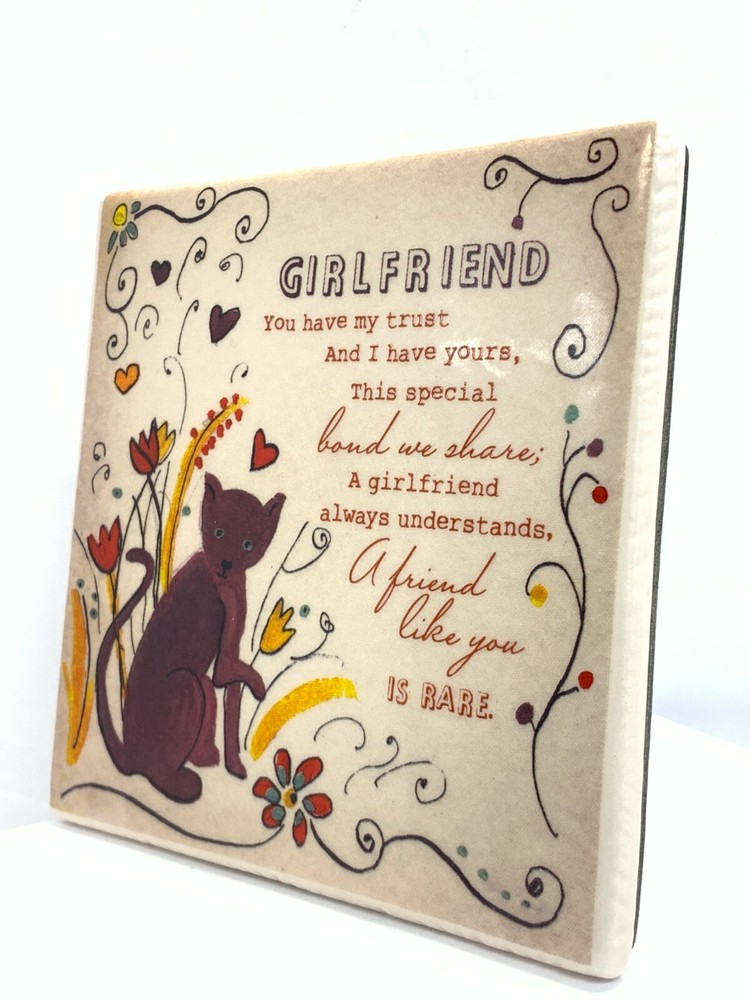 About Face Design's Girlfriend Inspired Hand Crafted Ceramic White Tile: 5 x 5