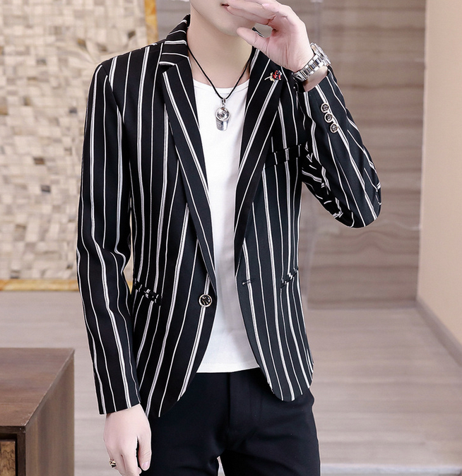 Men Striped Wedding Blazer Suits Coat Men Slim Fit Groom Jacket New Hot