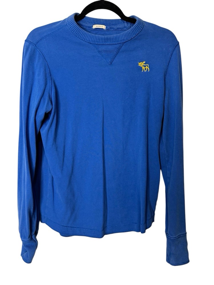 Abercrombie & Fitch Muscle Shirt Royal Blue w/ Moose Logo 100% Cotton Mens S-image