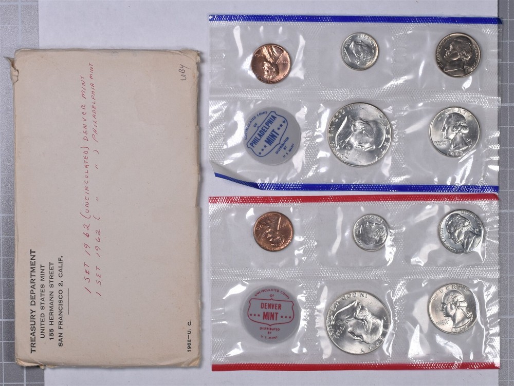 1962-P&D U.S. Mint 10 Coin Set in Original Envelope
