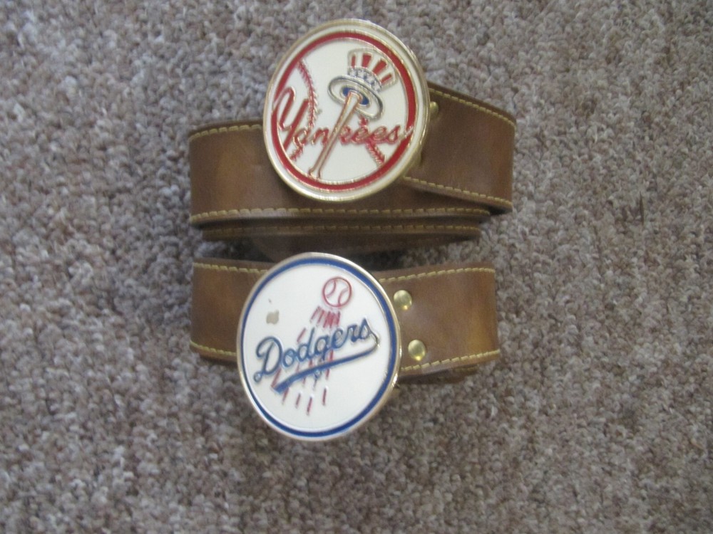 1970's Yankees and Dodgers Leather Belts with Buckles.  BUY ONE, YOUR CHOICE!