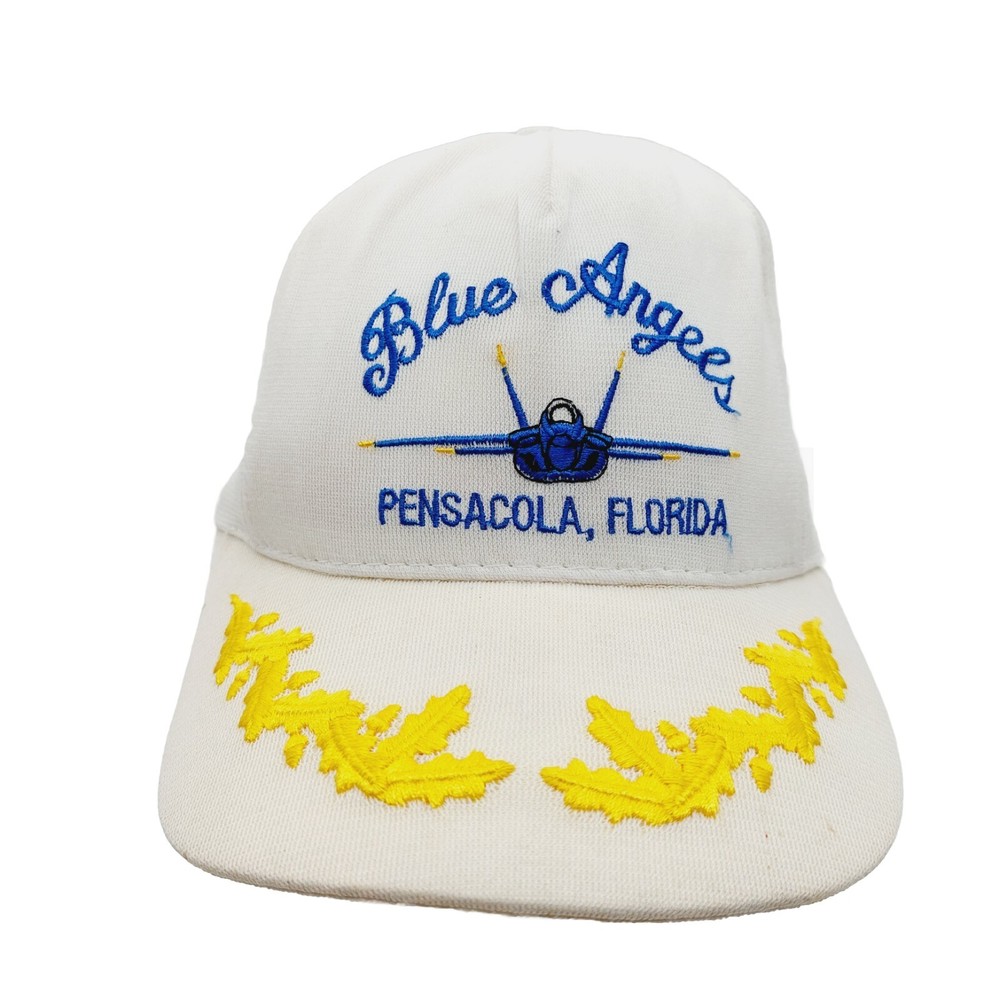 Blue Angels Pensacol FL Hat  Snapback White Blue Yellow Scrambled Eggs READ
