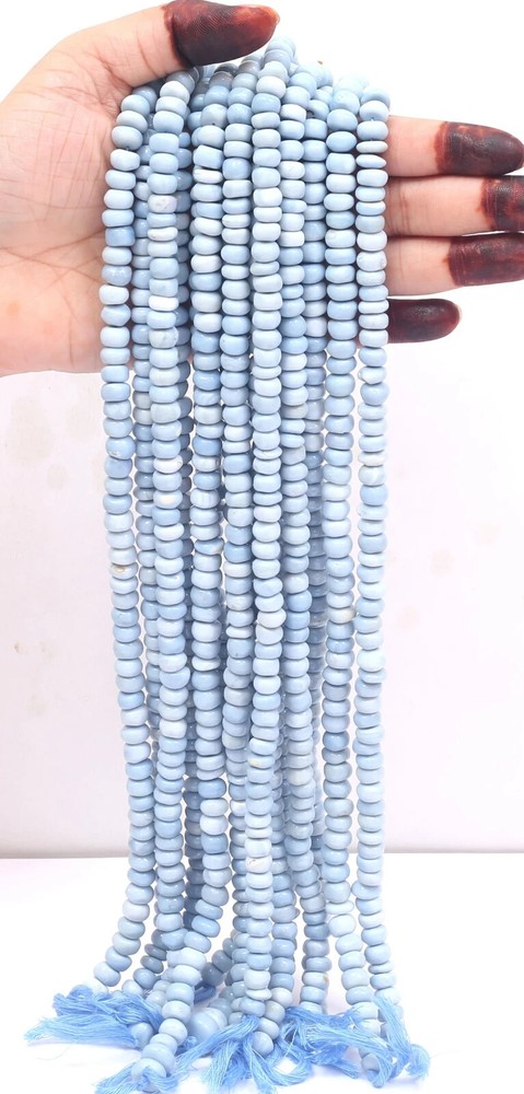 Smooth Light Blue Opal Rondelle Beads 7-9mm Gemstone Jewelry Making