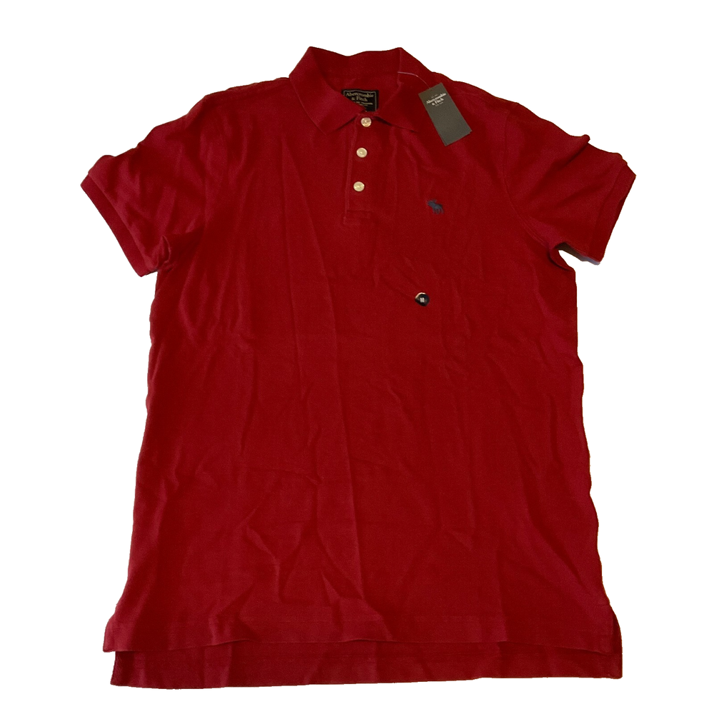 Abercrombie And Fitch Short Sleeve Polo T Shirt Mens Size M Red Stretch-image