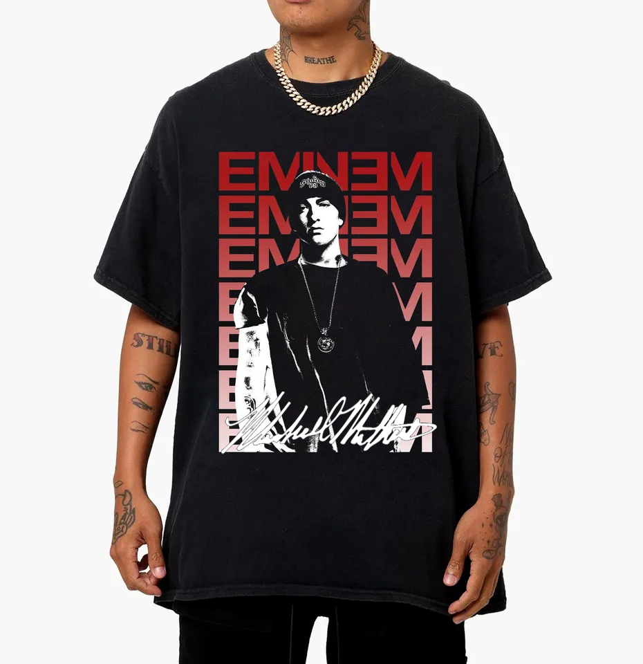 Eminem Black Short Sleeve 100% Cotton All Size T-Shirt Adults