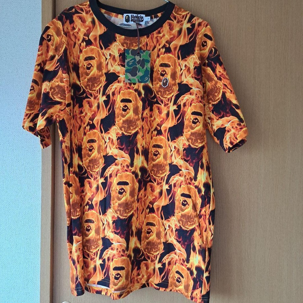 Abathing Ape Bape Flame Wide T-Shirt