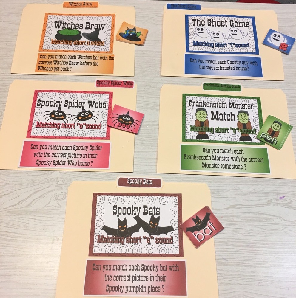 5 - Short Vowels File Folder Set  - Laminated cards - Teaching Supplies READING