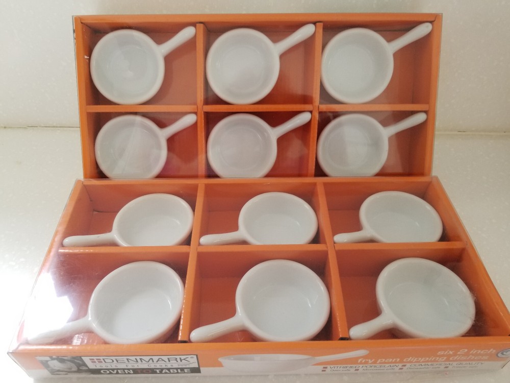Denmark Fry Pan Shaped Dipping Dishes Vitrified Porcelain 6