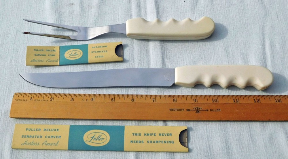 Vintage Fuller deluxe Carving Set: Serrated Knife and Carving Fork never used