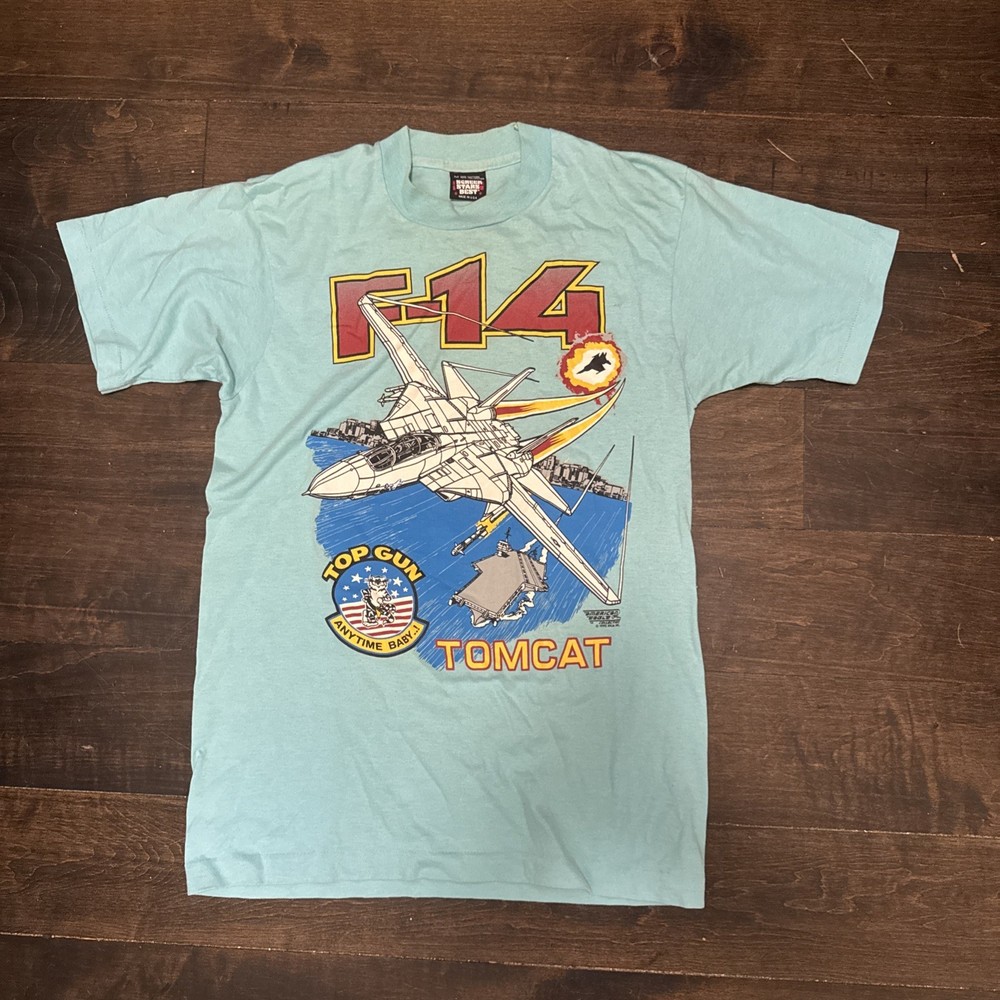 Vintage 1990 F-14 Tomcat Top Gun T Shirt Mens Large Fighter Plane USA