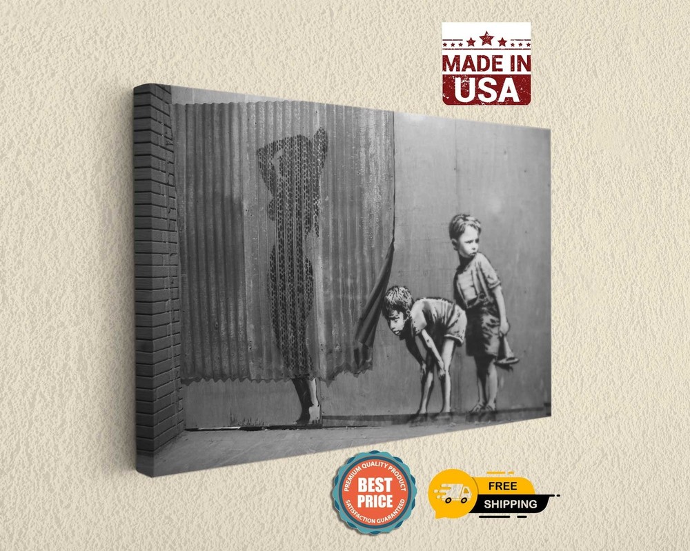 Banksy Lady Shower Peeping Boys Wall Art for Home or Office Decor