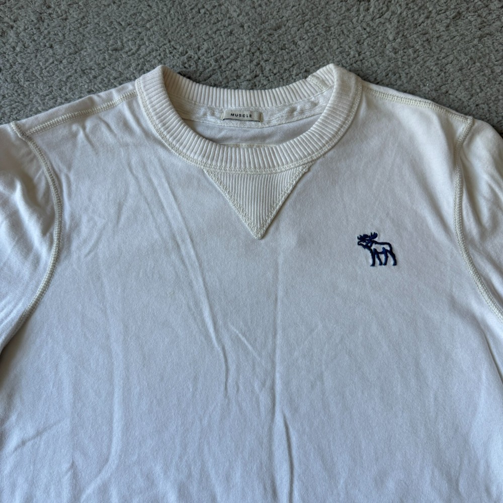 Abercrombie & Fitch T Shirt Mens Medium White Muscle Long Sleeve Casual Work-image