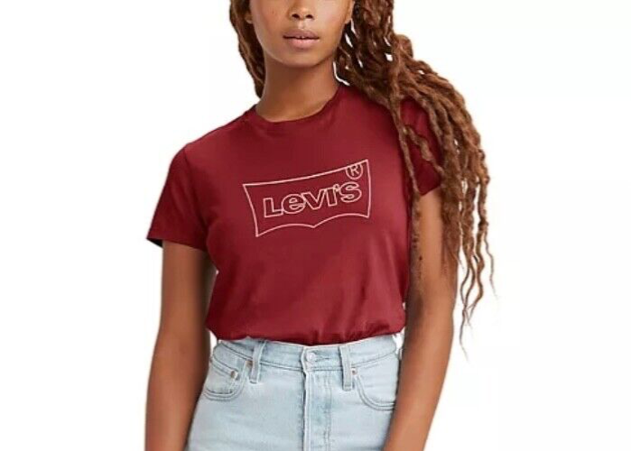 LEVIS Womens Short Sleeve T-Shirt The Perfect Tee Cotton Red Size  XL