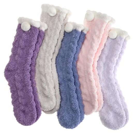 Womens Fuzzy Socks Slipper Fluffy Cozy Comfy Cabin Plush One Size Assorted