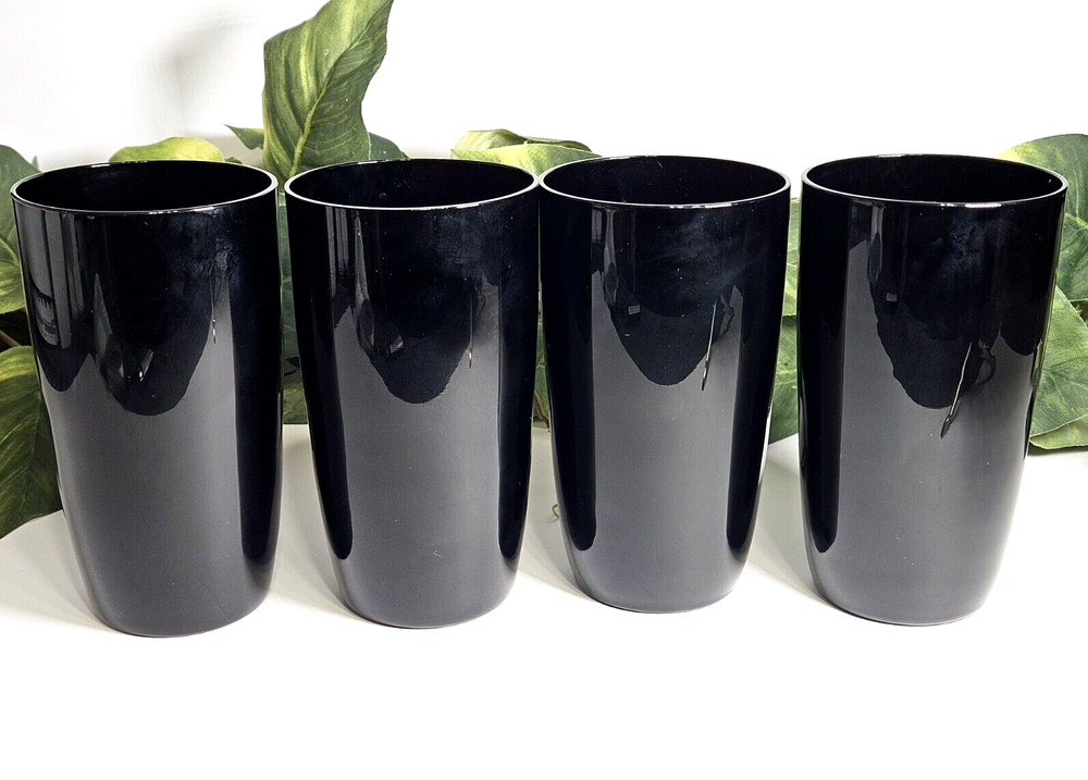 Artland 17 OZ Hand Blown Midnight Black Highball Glasses Double Old Fashioned 4