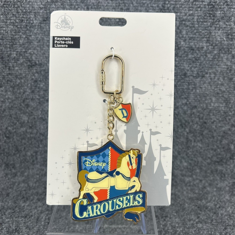 New Disney Parks King Arthur's Carousel Horse Keychain With Charm Purse School