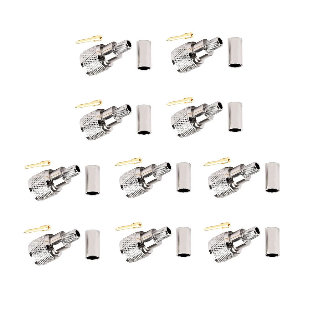 10x Brass Mini-UHF Male Crimps Connector For RG-58/U Cable Radio Antenna