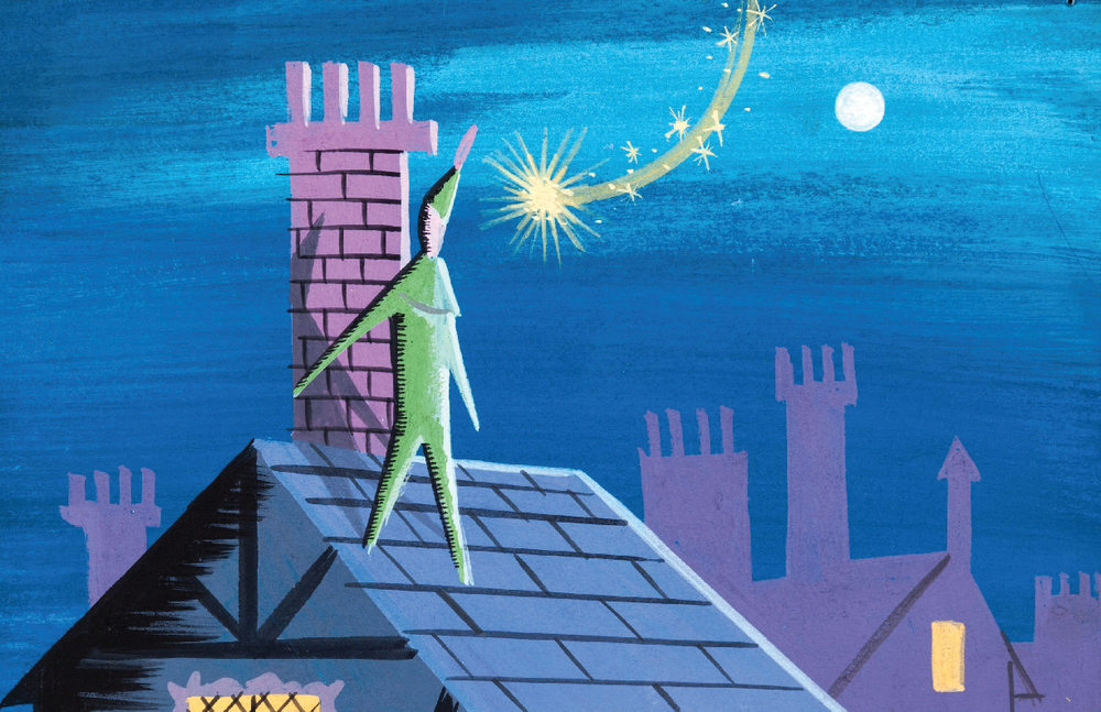 Mary Blair Peter Pan Tinkerbell on the rooftop Disney Concept Art Poster