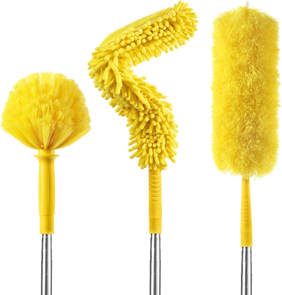 Versatile 17ft High Reach Cleaning Kit - Bendable, Washable & Detachable Dusters