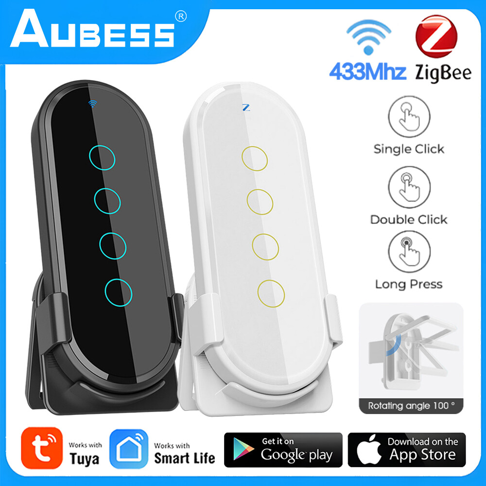 Tuya ZigBee Wireless Smart Switch 4 Gang Wireless Remote Control Touch Glass Pan