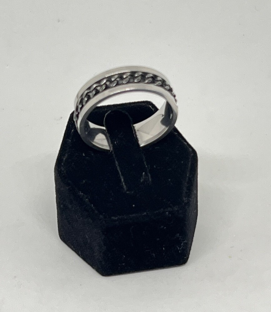 Titanium Stainless Steel 8mm Ring Curb Chain Band Ring Men & Women Gift Size 14