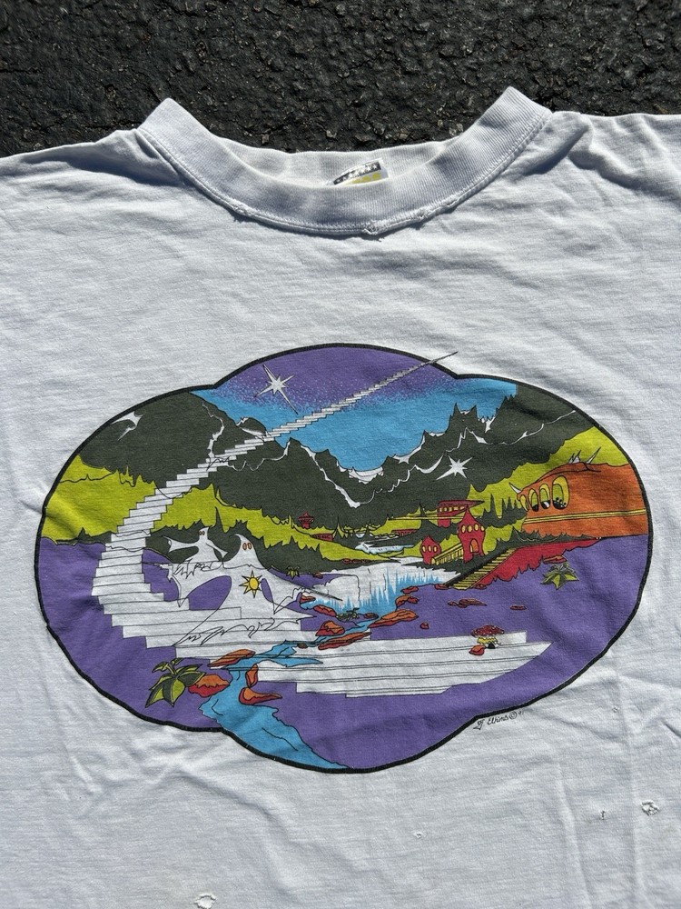 Vintage 1991 Psychedelic Drugs Wizard Shirt 90s Rainbow Ecstasy Trippy Art Large