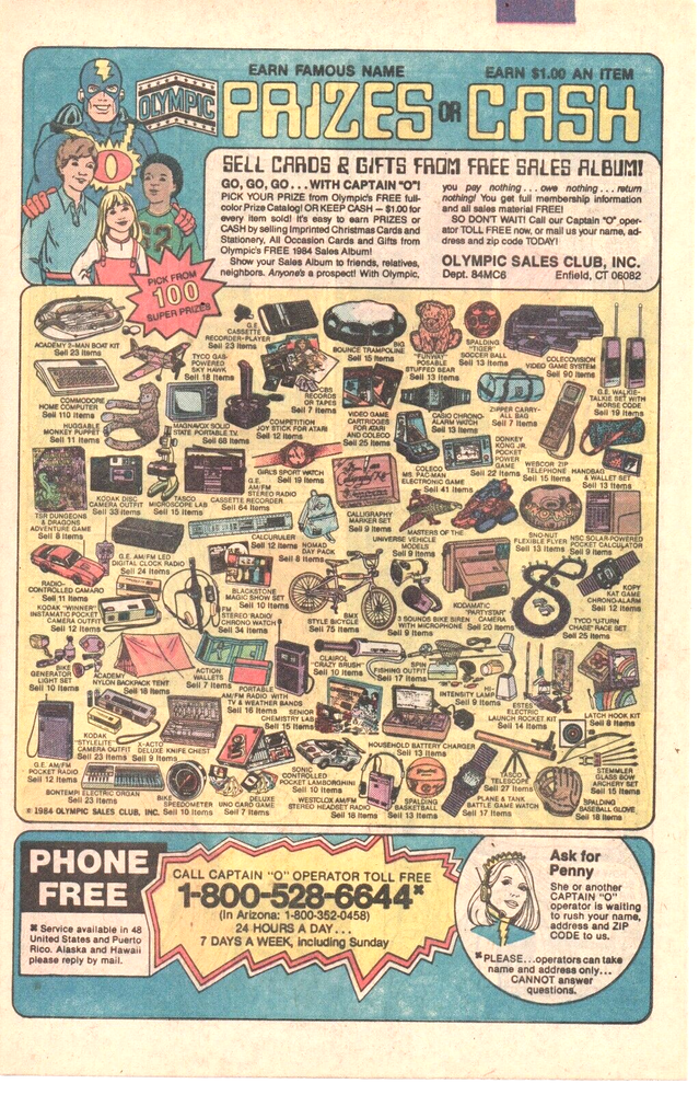 1984 OLYMPIC Sales Club PRINT AD - EARN PRIZES OR CASH VINTAGE CAPTAIN O AD ART-image