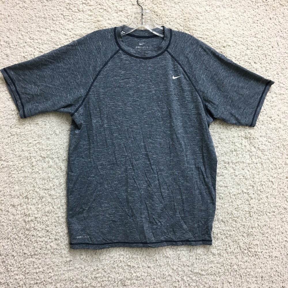 Nike Shirt Large Adult Blue Heather Dri Fit Crewneck Short Sleeve Athletic Mens