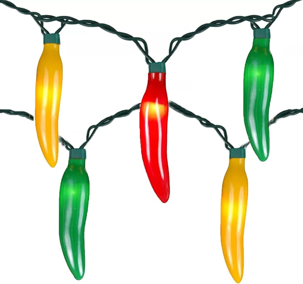 Abeja Multicolor Chili Pepper String Lights with 35 Chili Bulbs Warm Lights UL-image